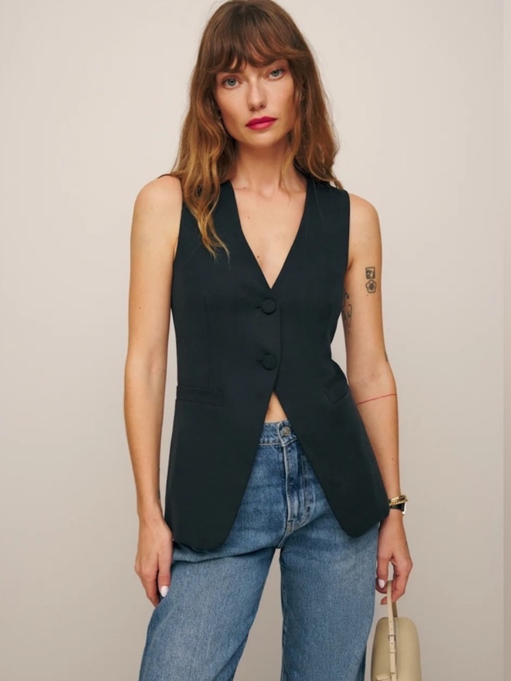 Reformation Casey Vest Black